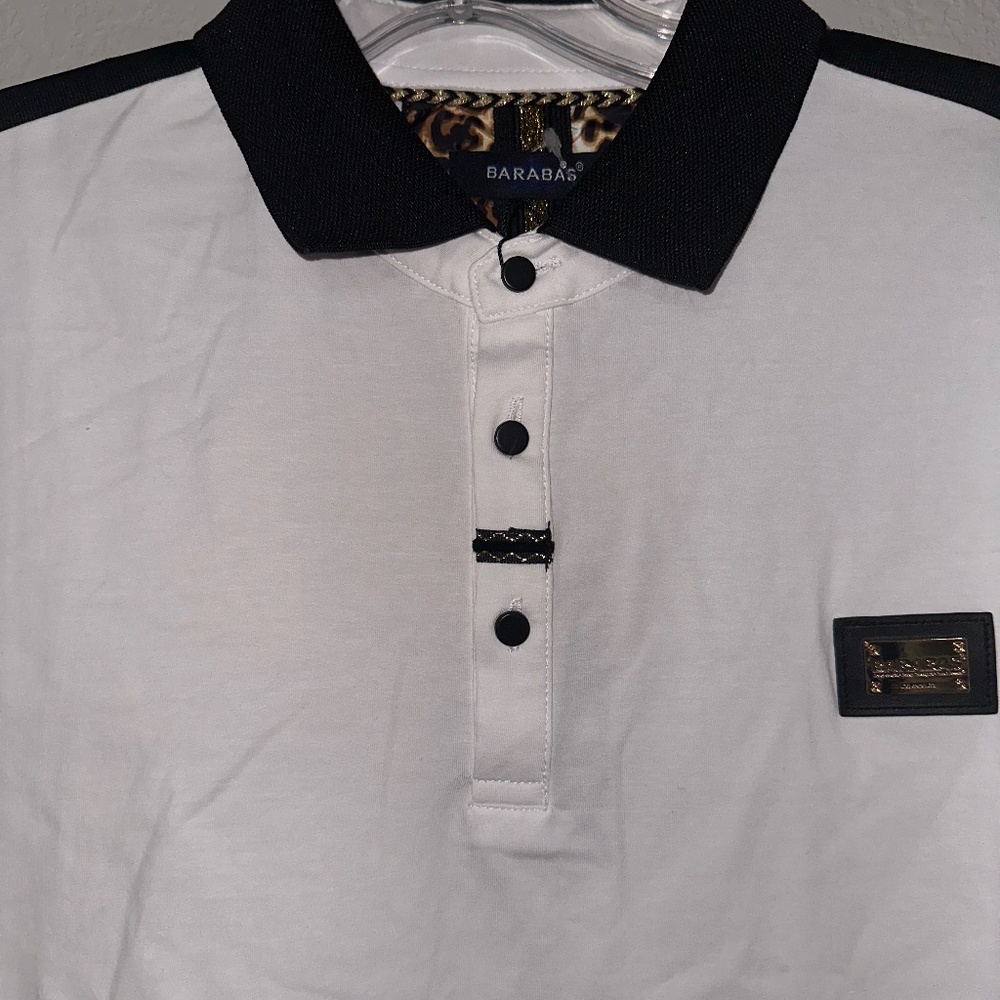 New Barabas Polo Men’s Collared Shirt White Size XL